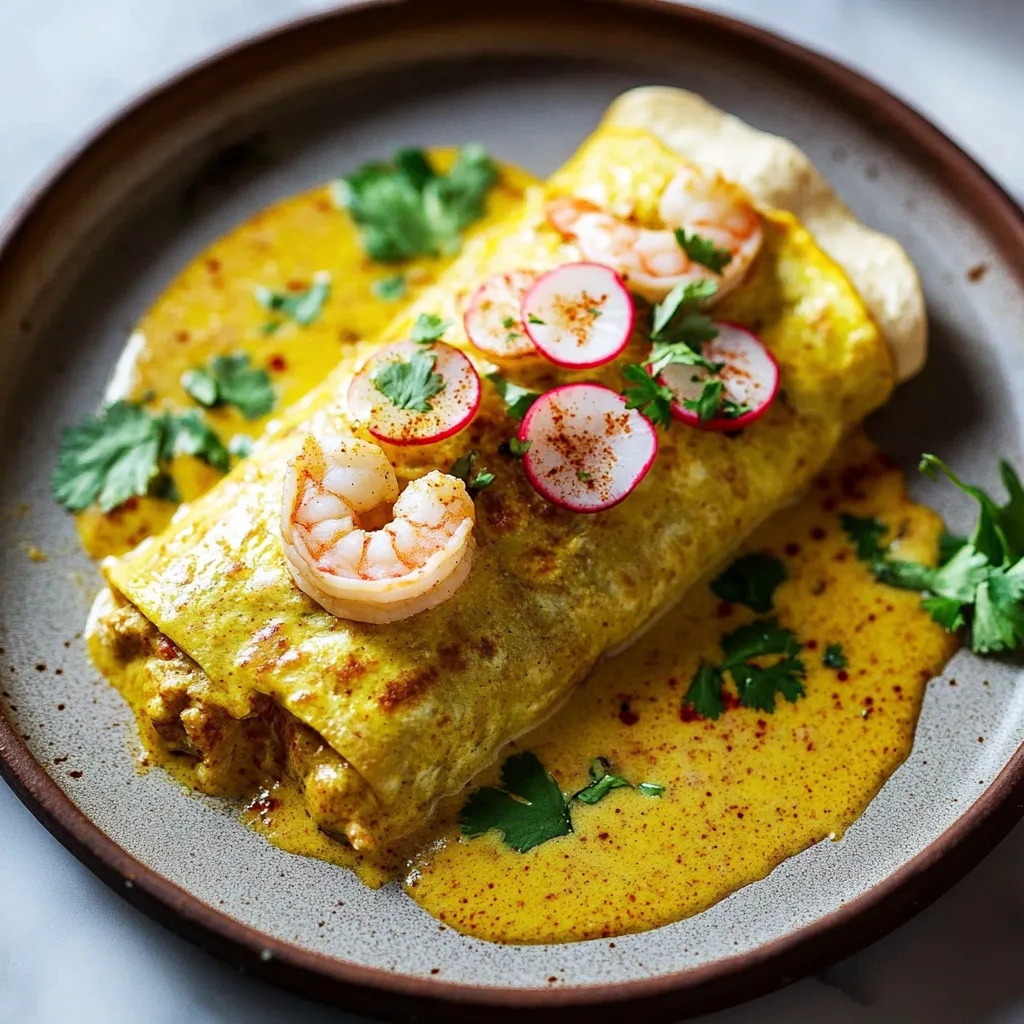 A plate of food with shrimp and radishes.