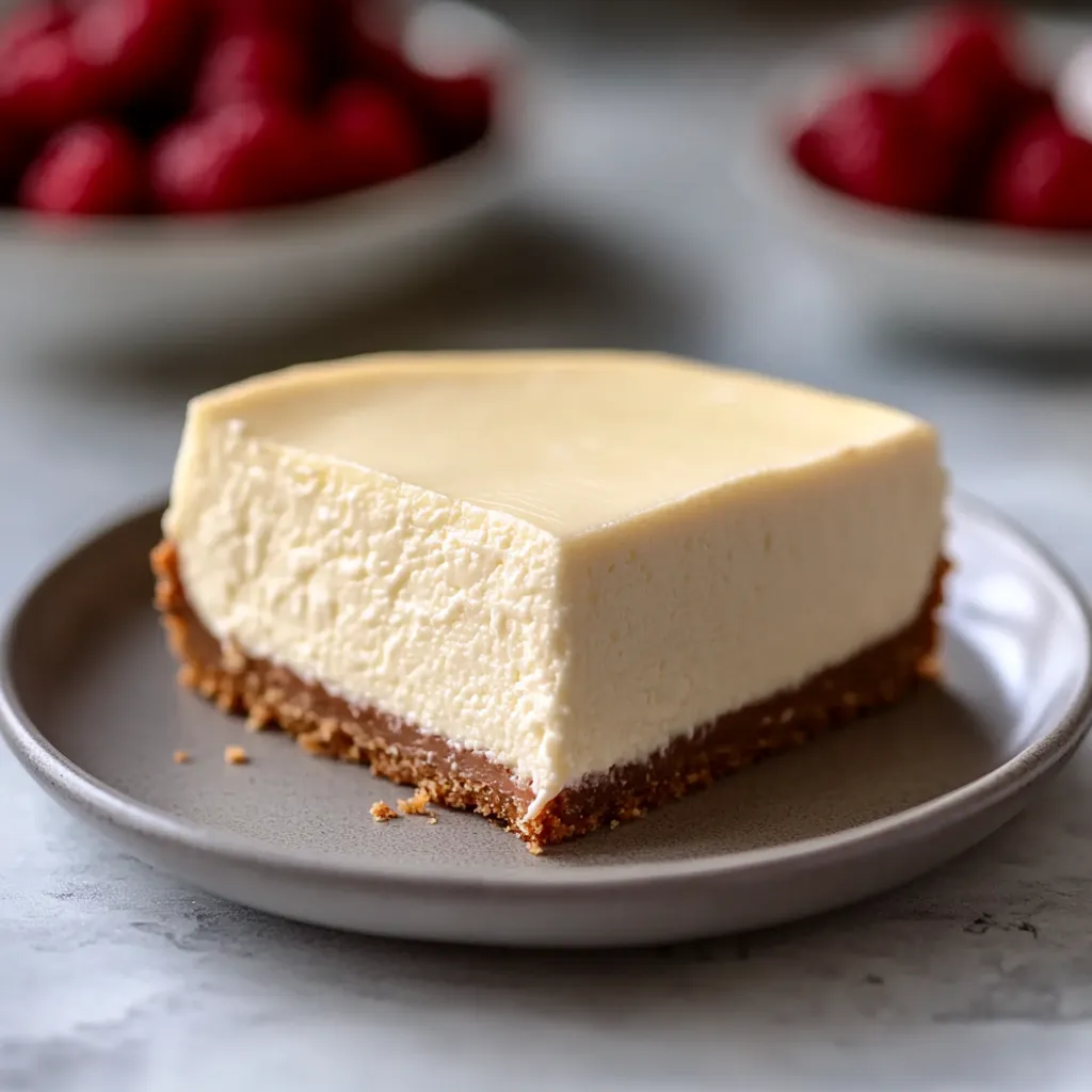 A slice of cheesecake on a plate.