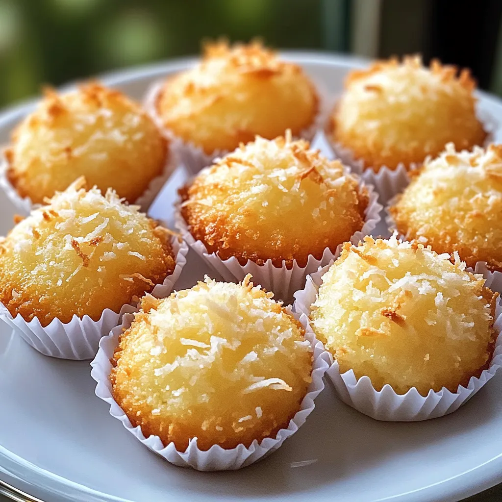 A plate of coconut covered pastries.
