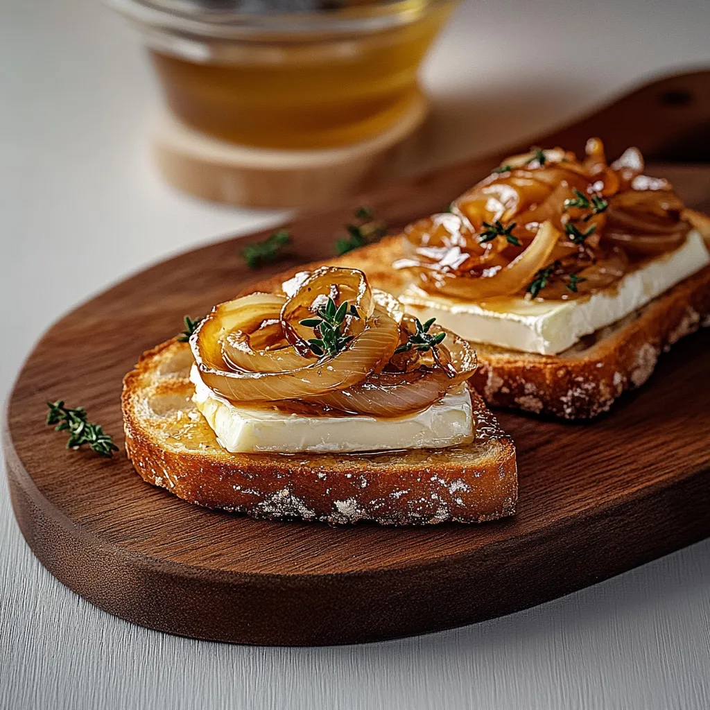 Two pieces of toast with onions and butter.