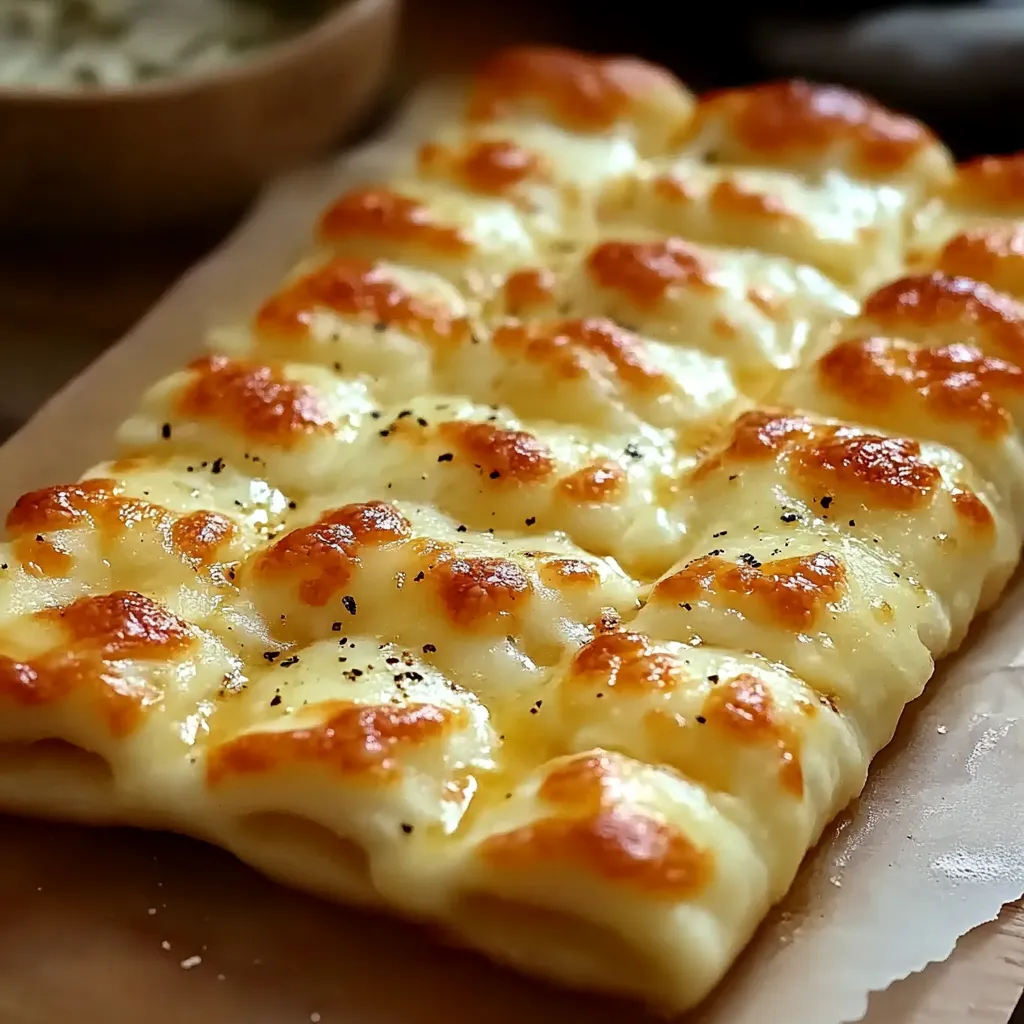 A cheese and black pepper pizza on a wooden board.