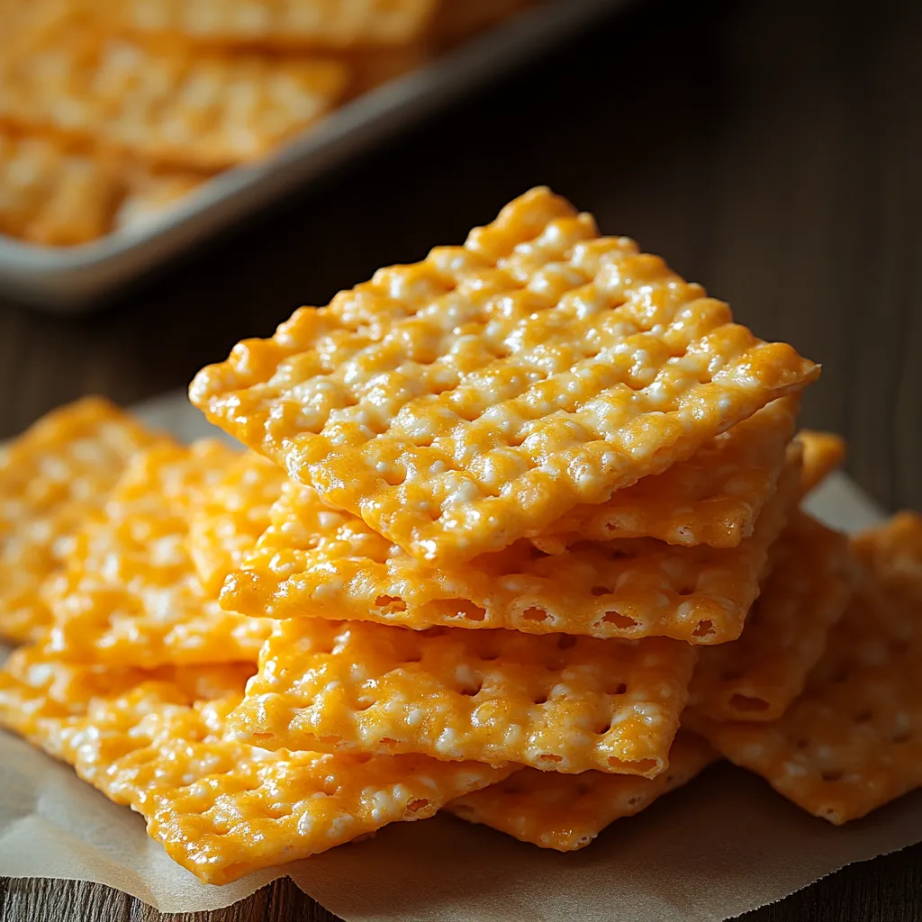 A stack of cheese crackers.