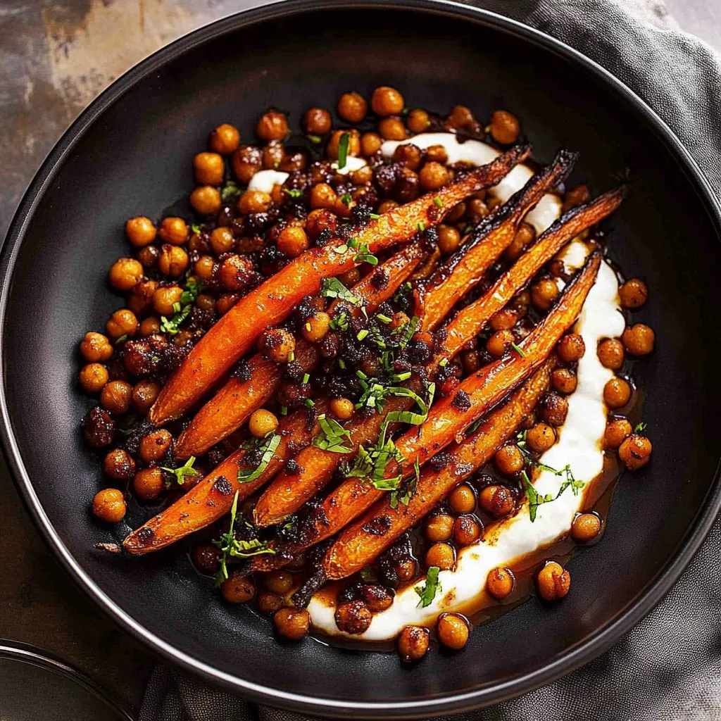 A bowl of food with carrots and chickpeas.