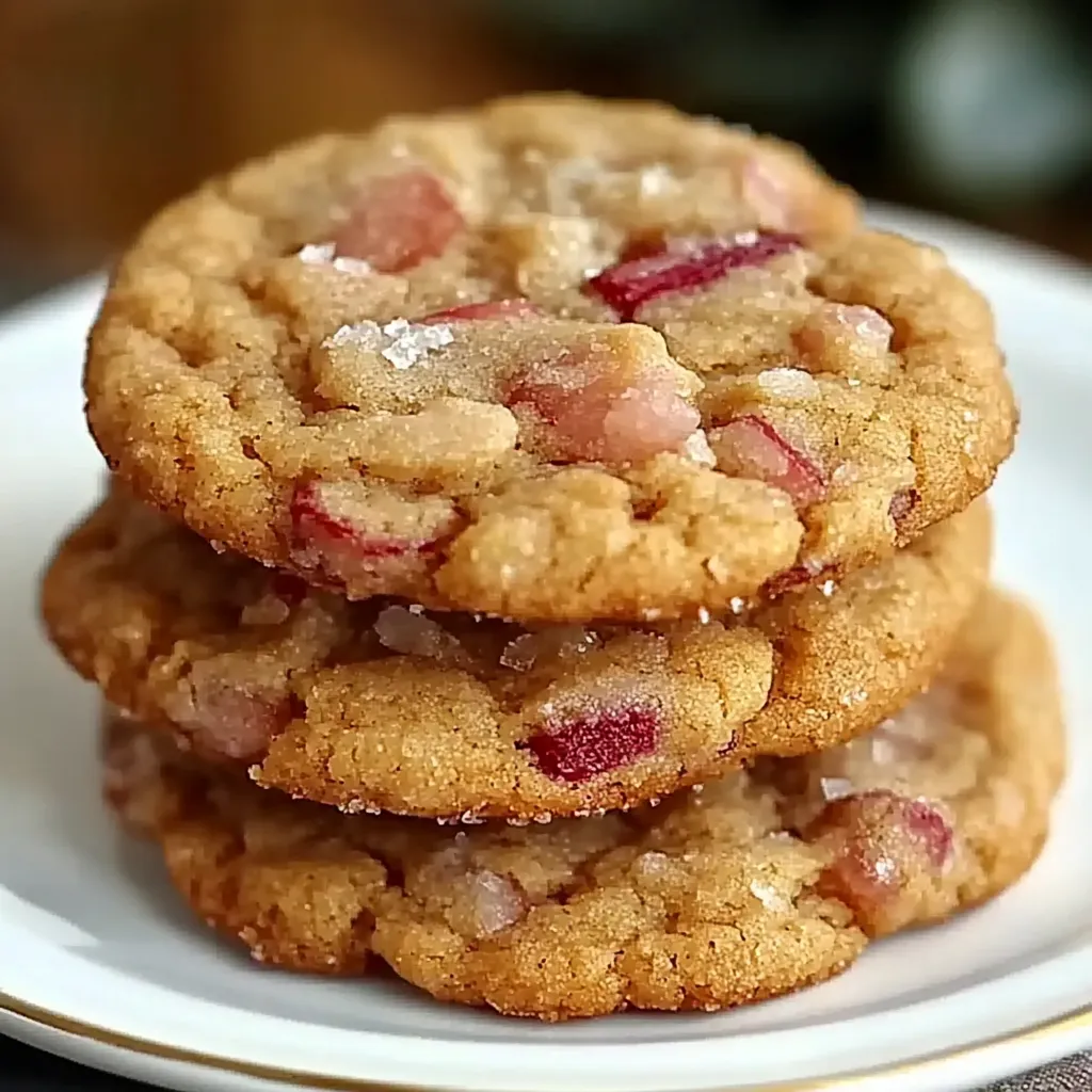 A stack of cookies with pink and red frosting.