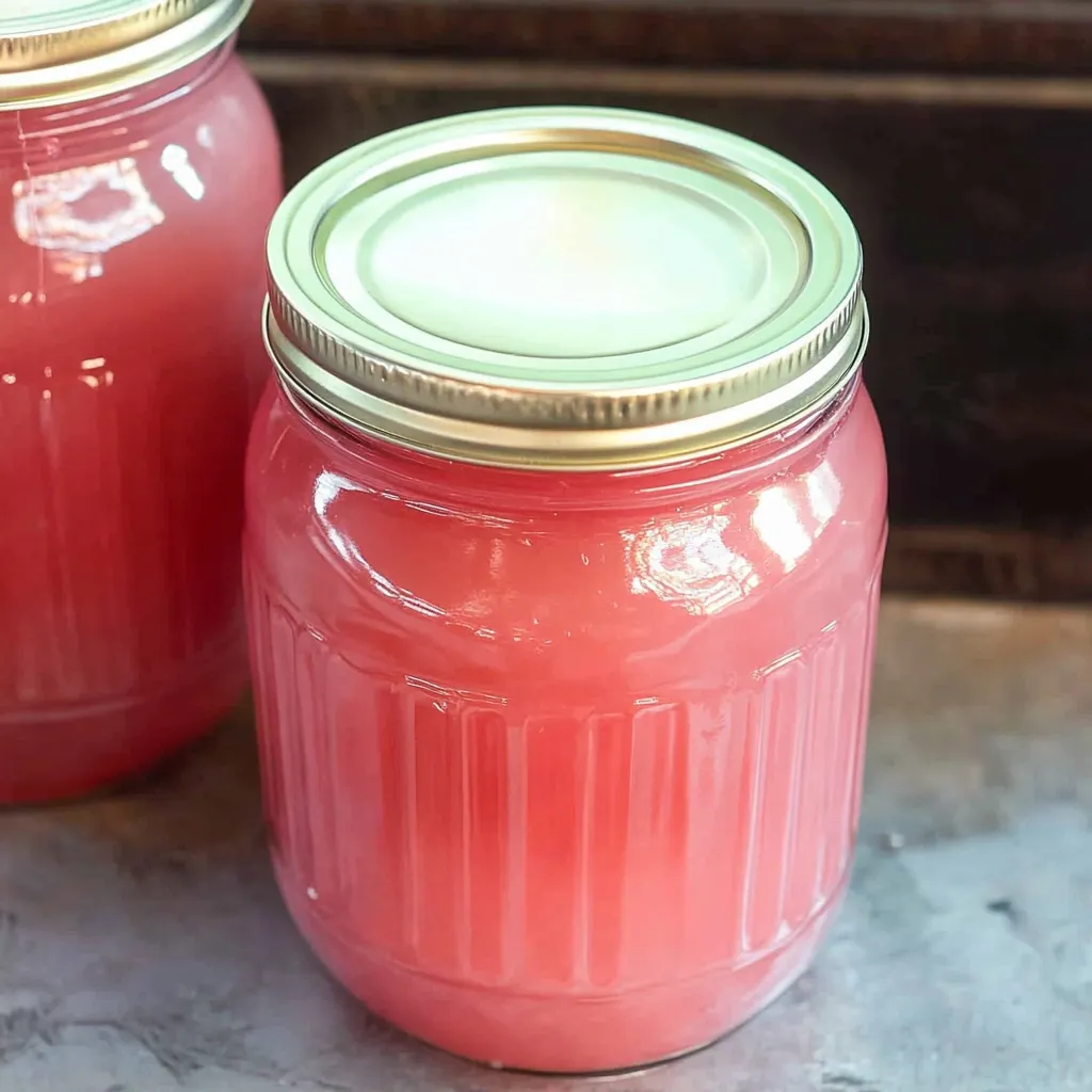 Two jars of pink jam.