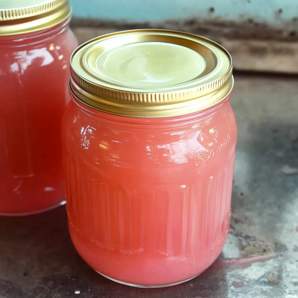 Two jars of pink jam.
