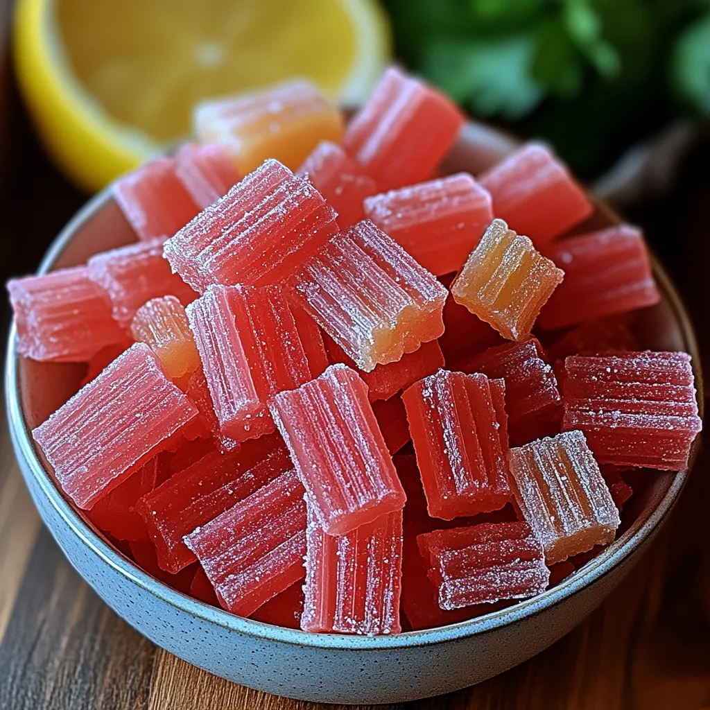 A bowl of red and yellow candy.