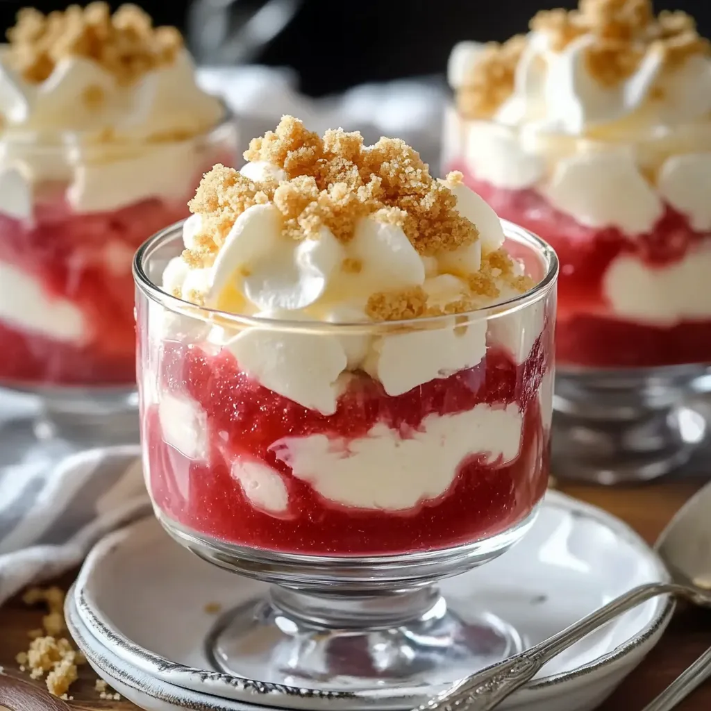 A glass of strawberry shortcake with whipped cream.