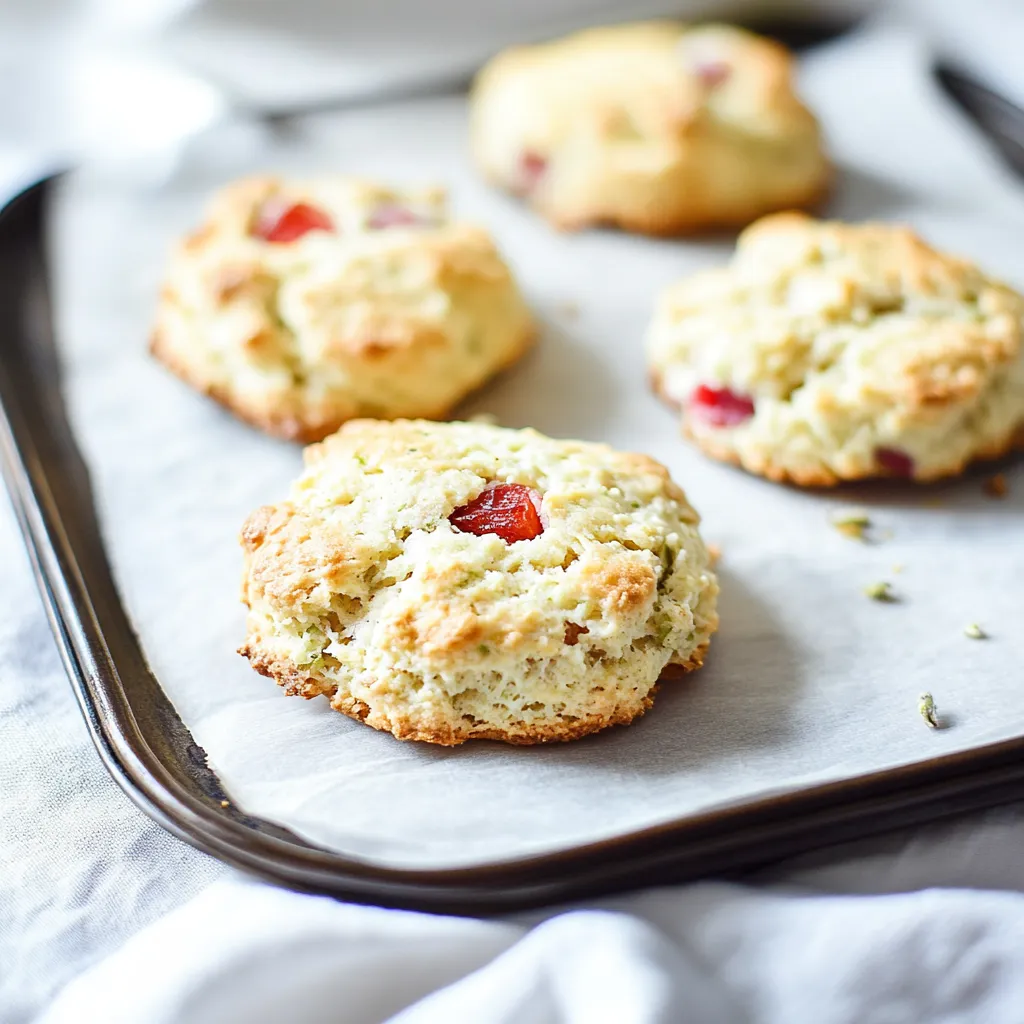 A tray of cookies with a green herb on top.