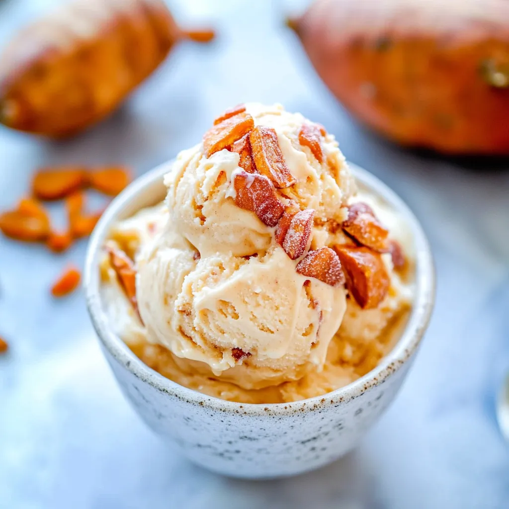 A bowl of ice cream with bacon bits on top.