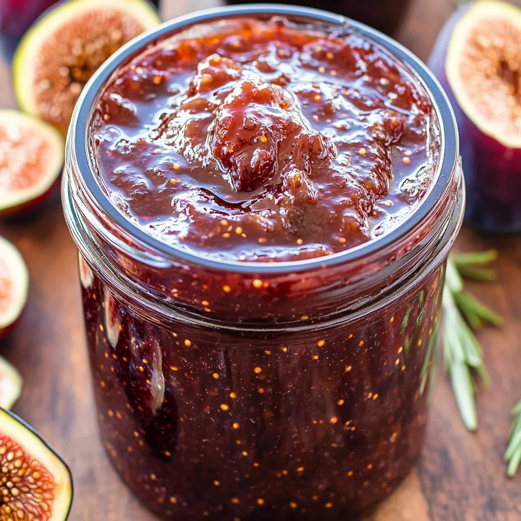 A jar of jam with a spoon in it.