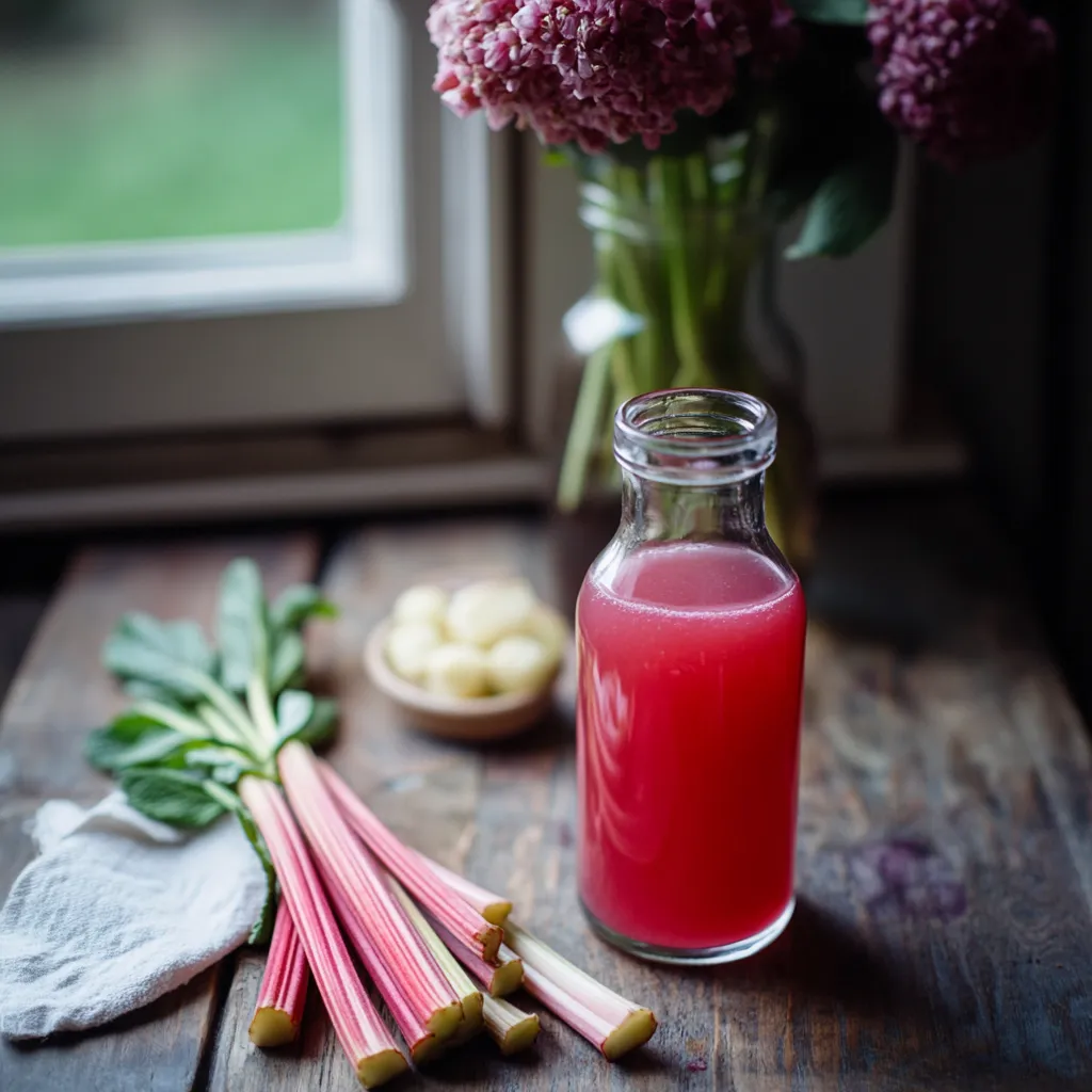 A glass jar of pink liquid sits on a table next to a bunch of beets.