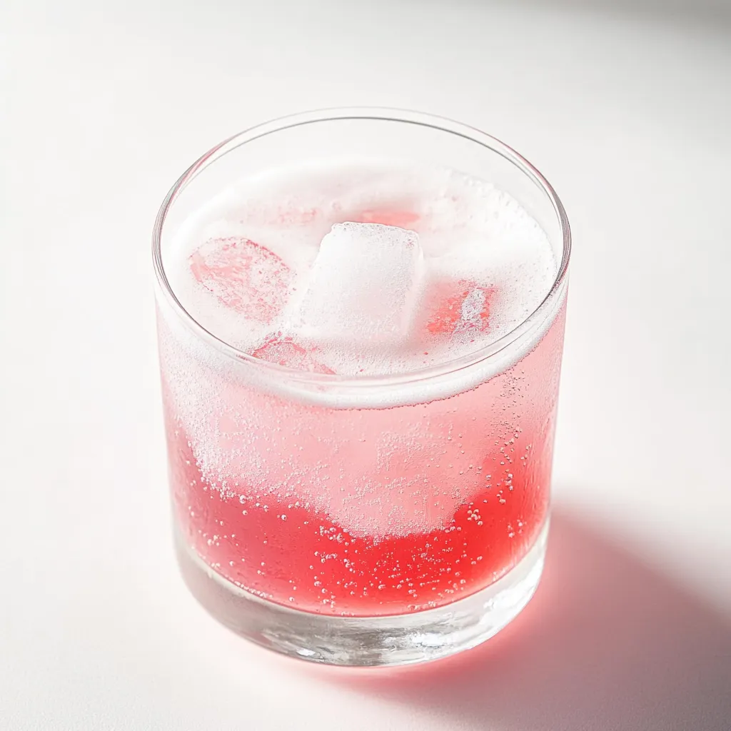 A glass of red liquid with ice.
