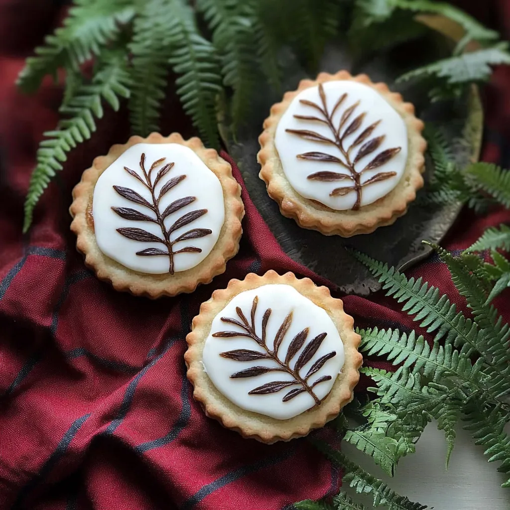 Two cookies with leaves on them.