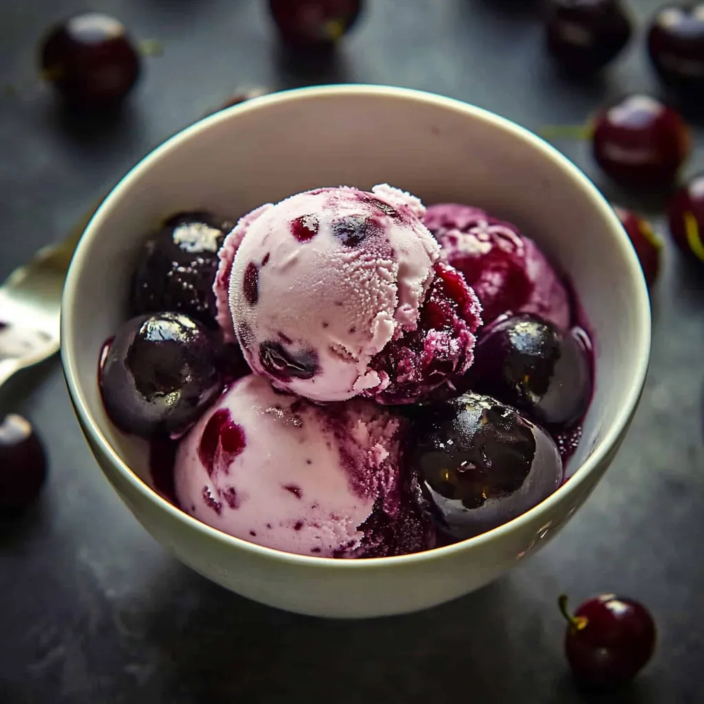 A bowl of ice cream with cherries on top.