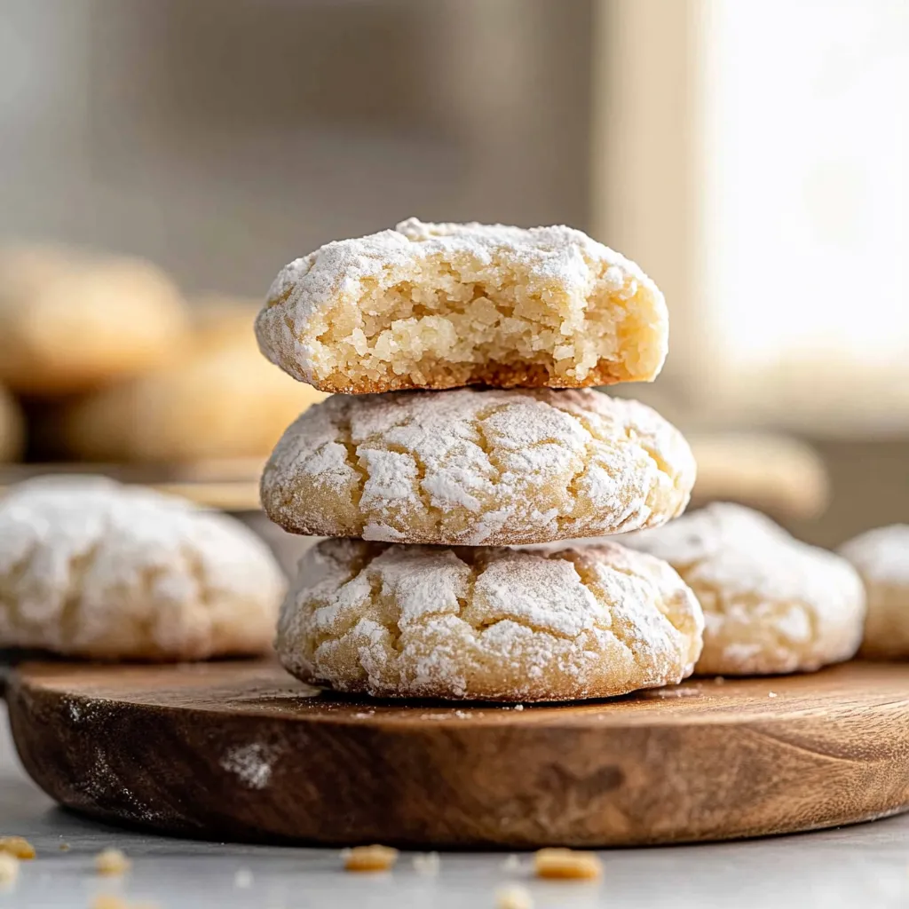 A stack of cookies on a table.