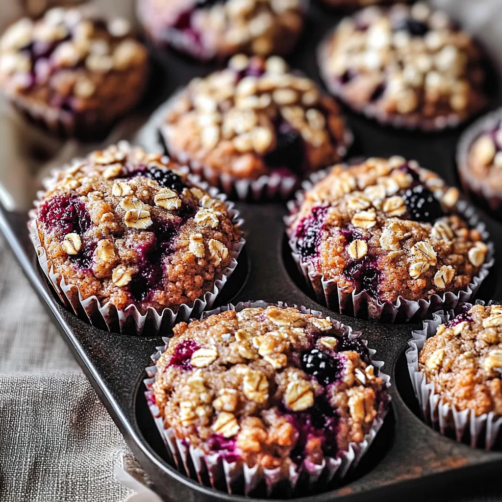 A pan of muffins with berries and nuts.