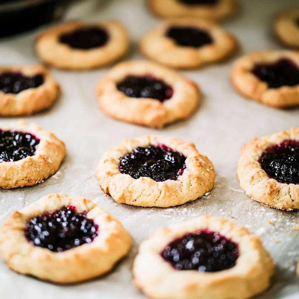 A tray of blueberry cookies.