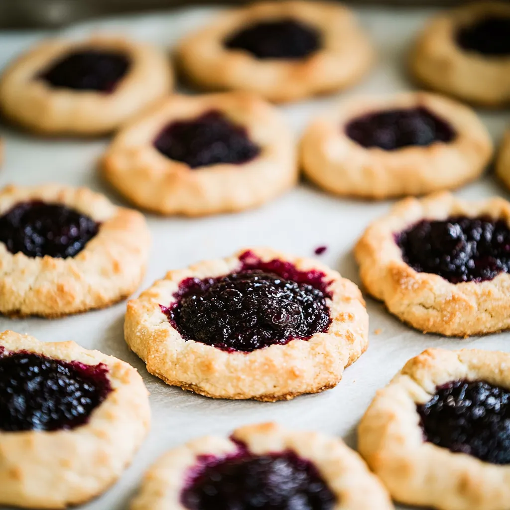 A tray of blueberry filled pastries.
