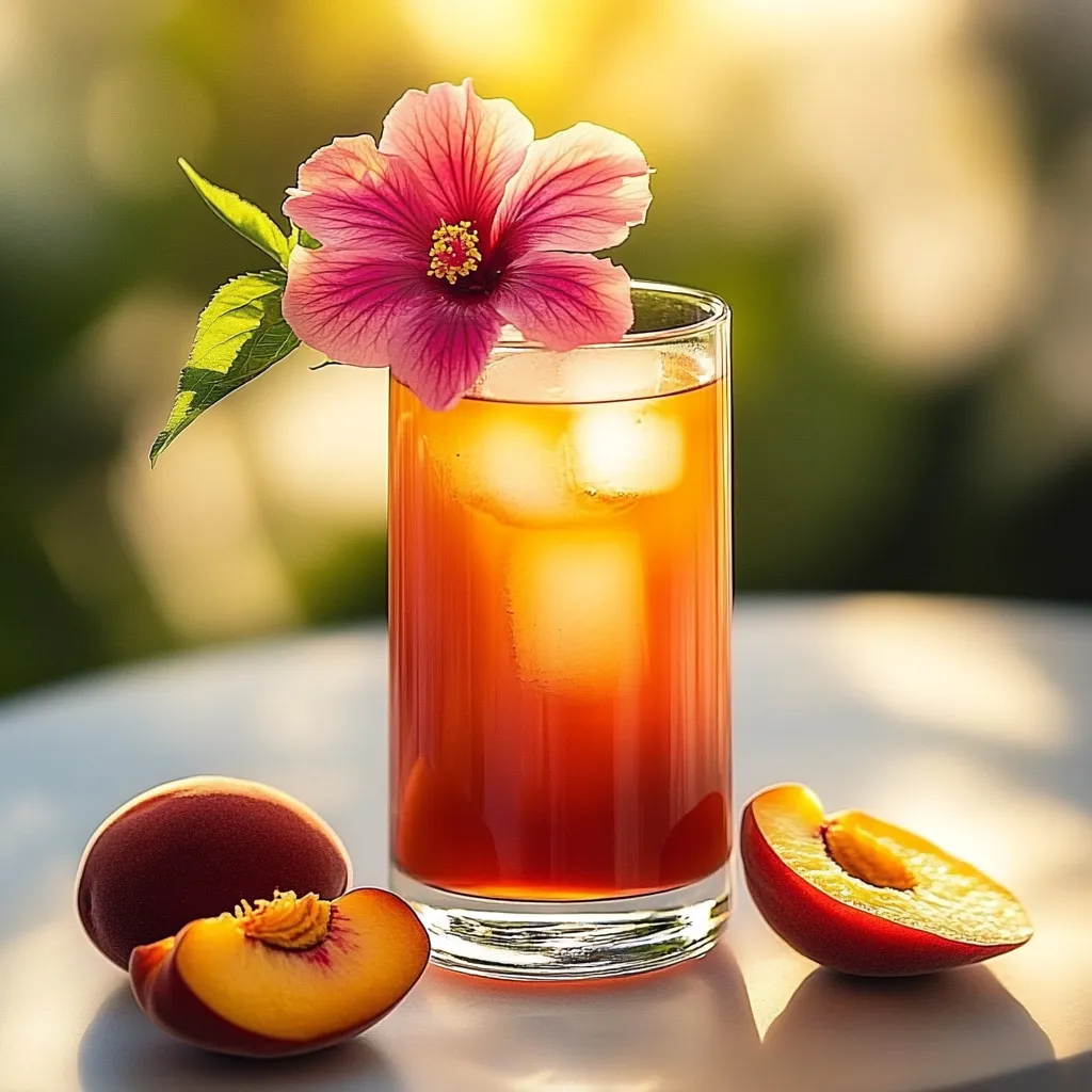 A glass of tea with a flower in it.