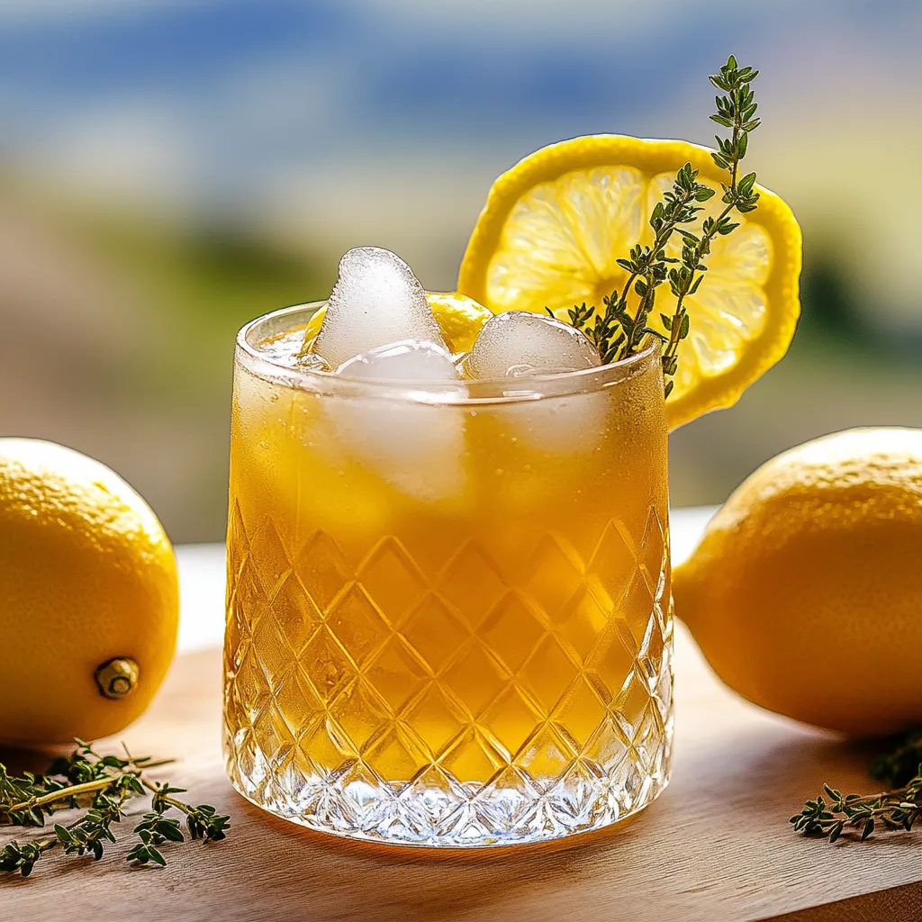 A glass of lemonade with lemon slices and ice.