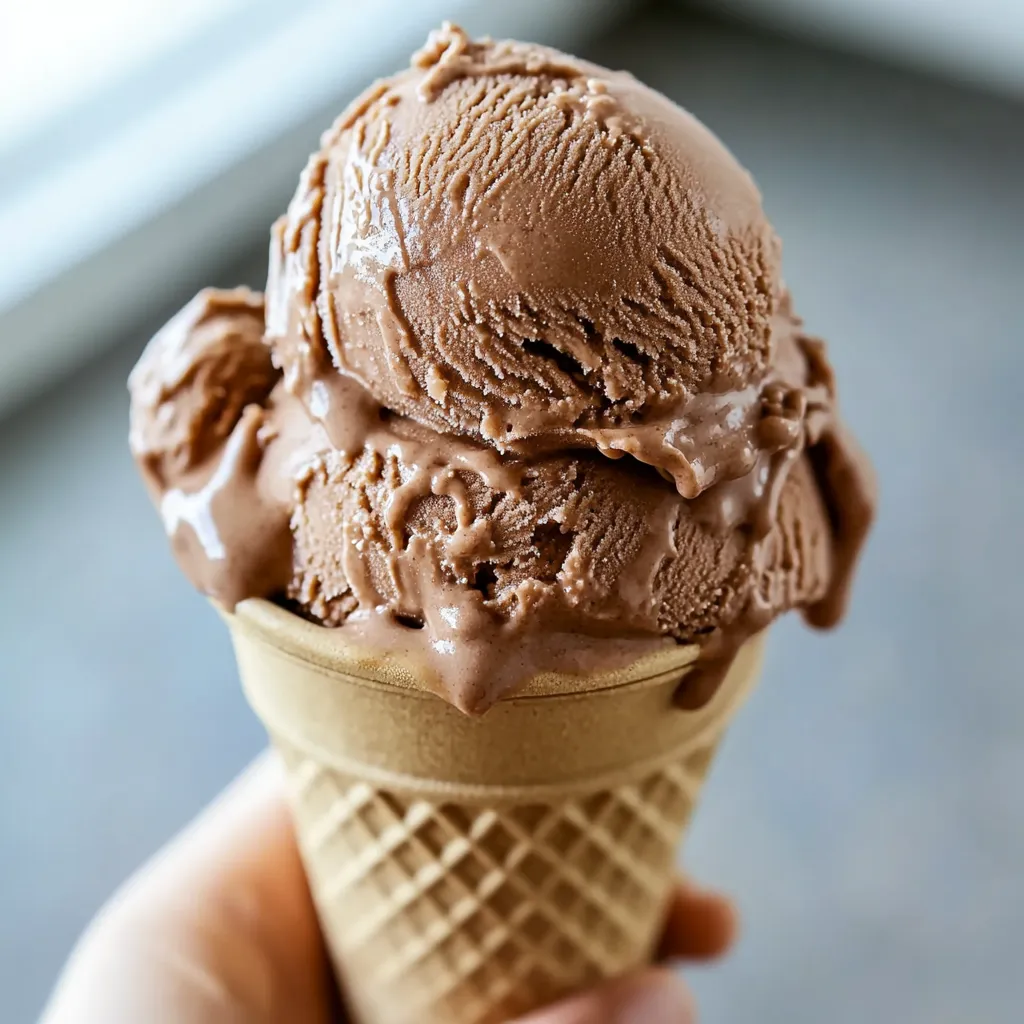 A hand holding a cone of ice cream.