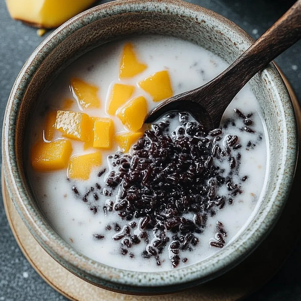 A bowl of food with a spoon in it.