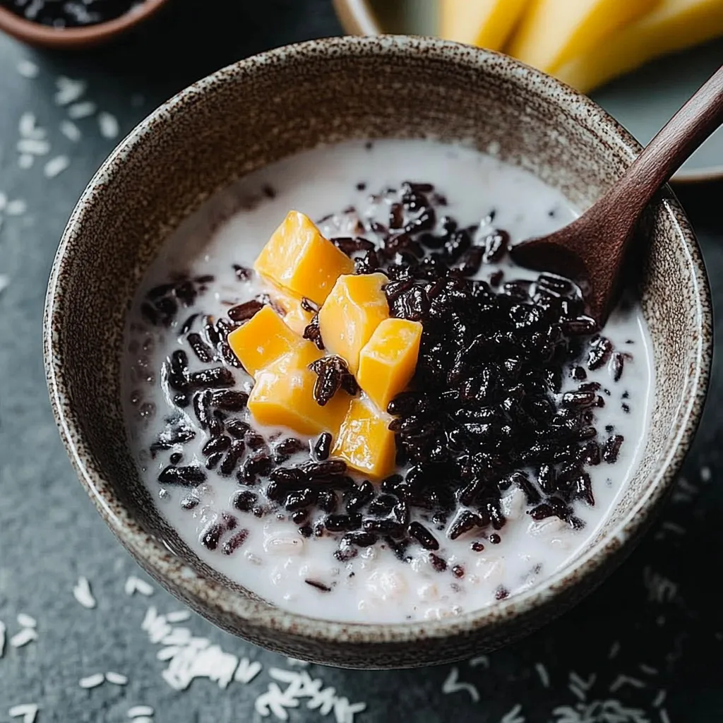A bowl of food with a spoon in it.
