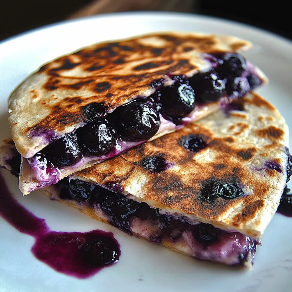 Two blueberry pancakes on a white plate.
