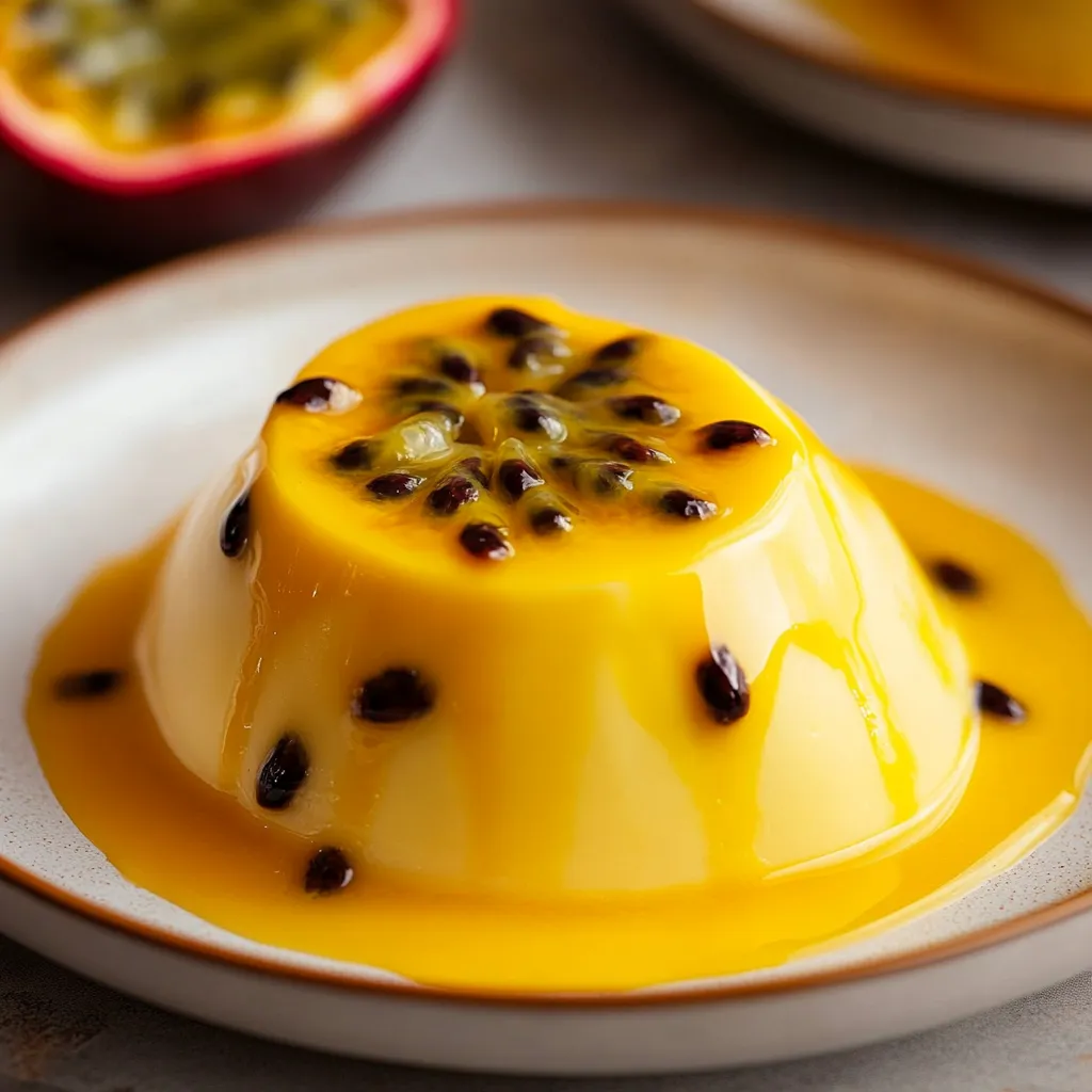 A yellow dessert with a fruit topping.