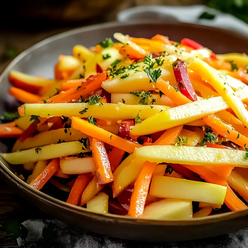 A bowl of carrots with herbs.