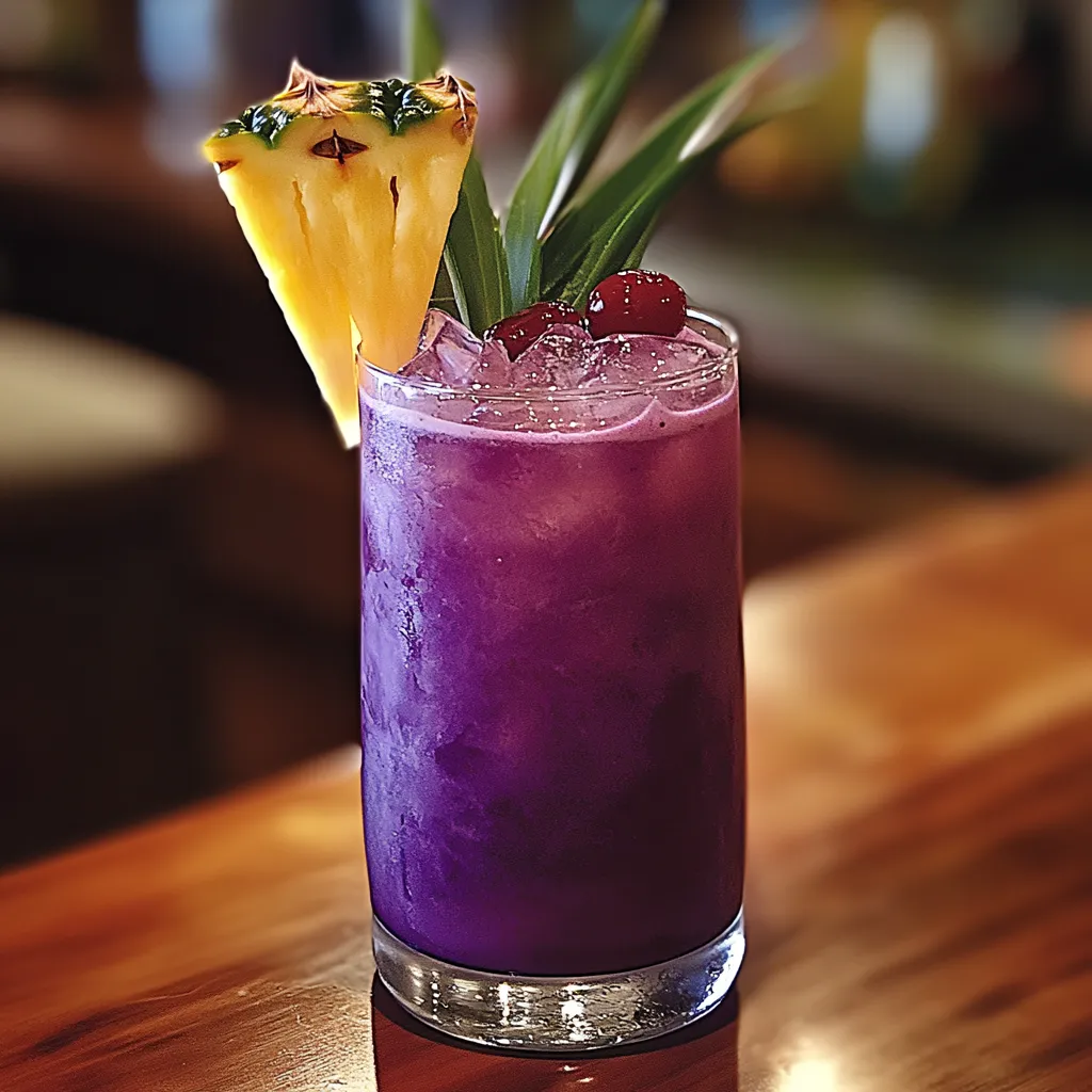 A pineapple drink with a pineapple on top.