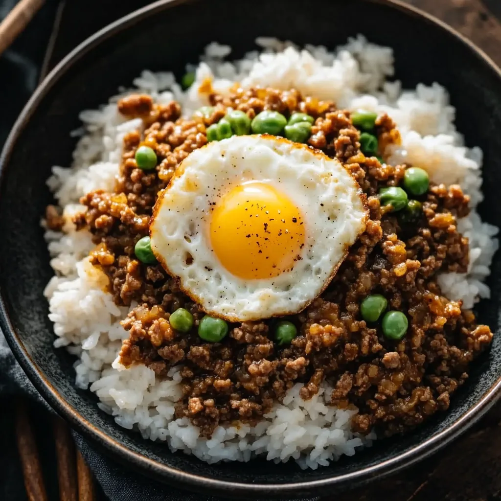 A bowl of rice with an egg on top.