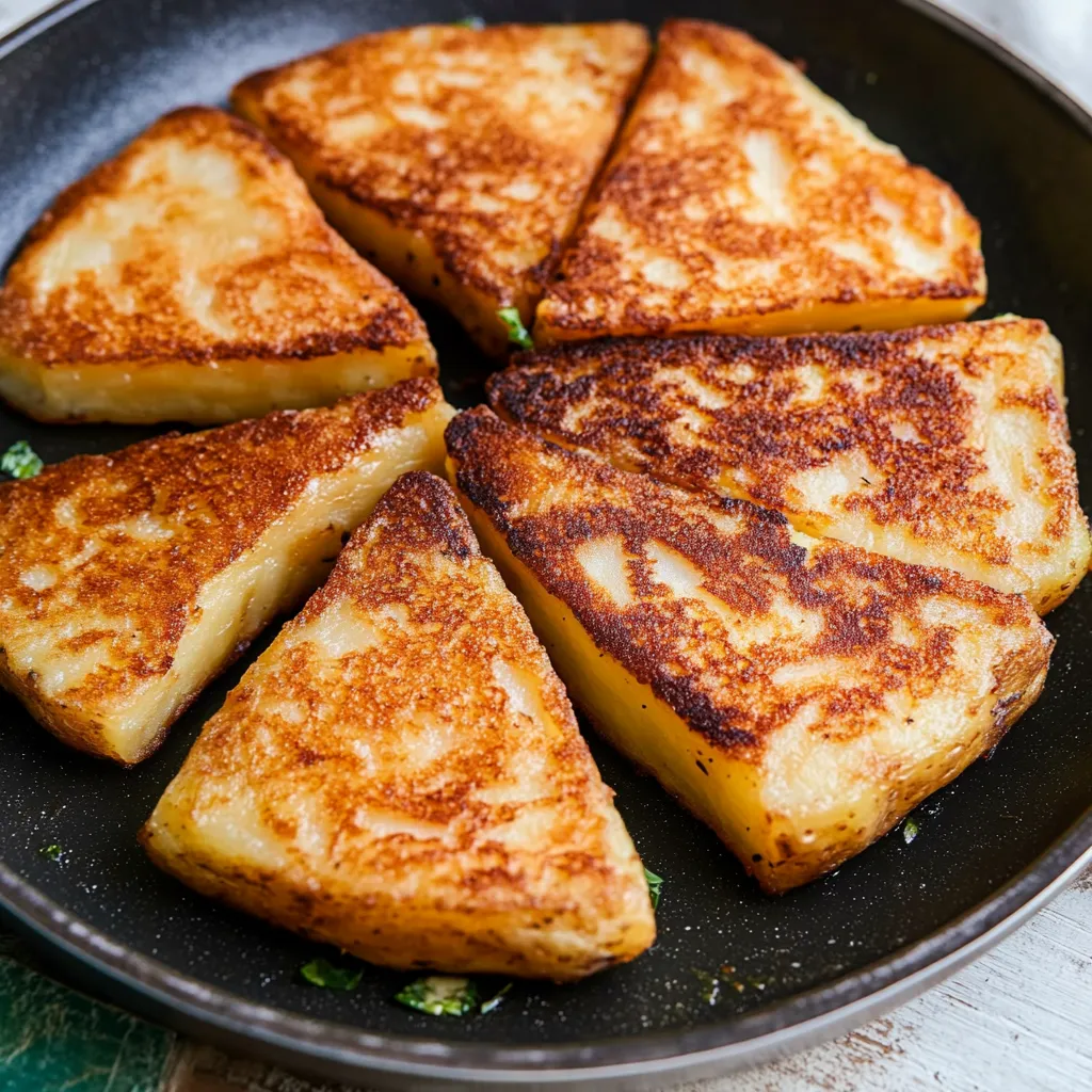 A pan of food with a slice missing.