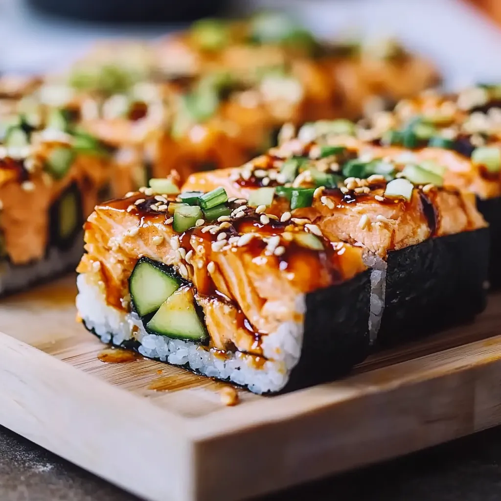 A plate of sushi with cucumber and sauce.