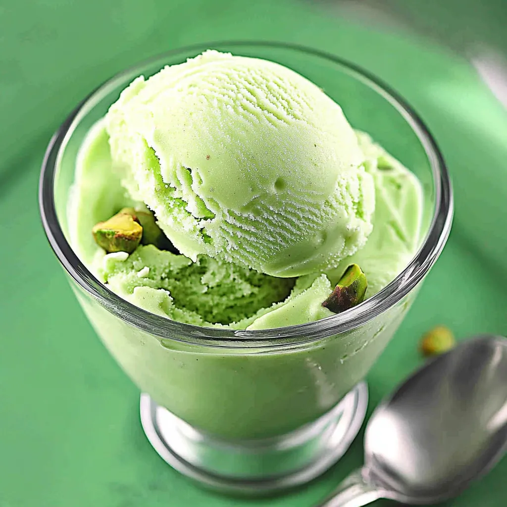 A glass of green ice cream.