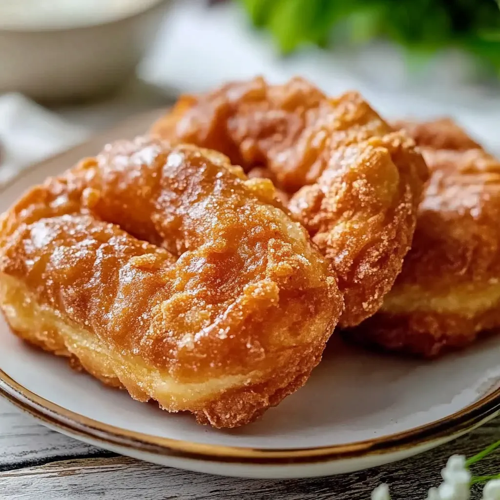 Two pieces of fried dough on a plate.