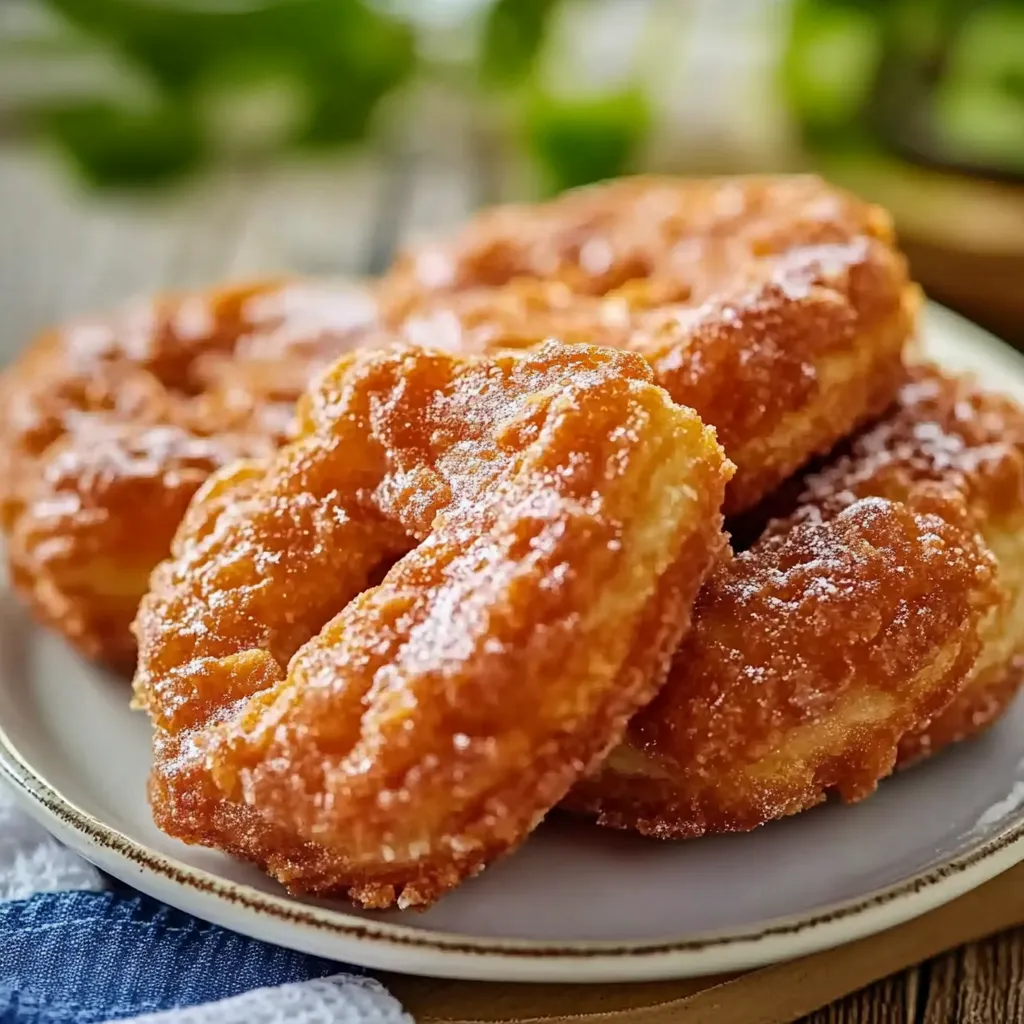 A plate of doughnuts with sugar on top.
