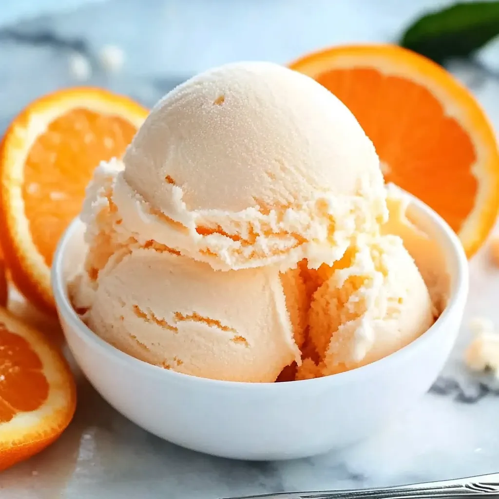A bowl of orange slices and a scoop of ice cream.