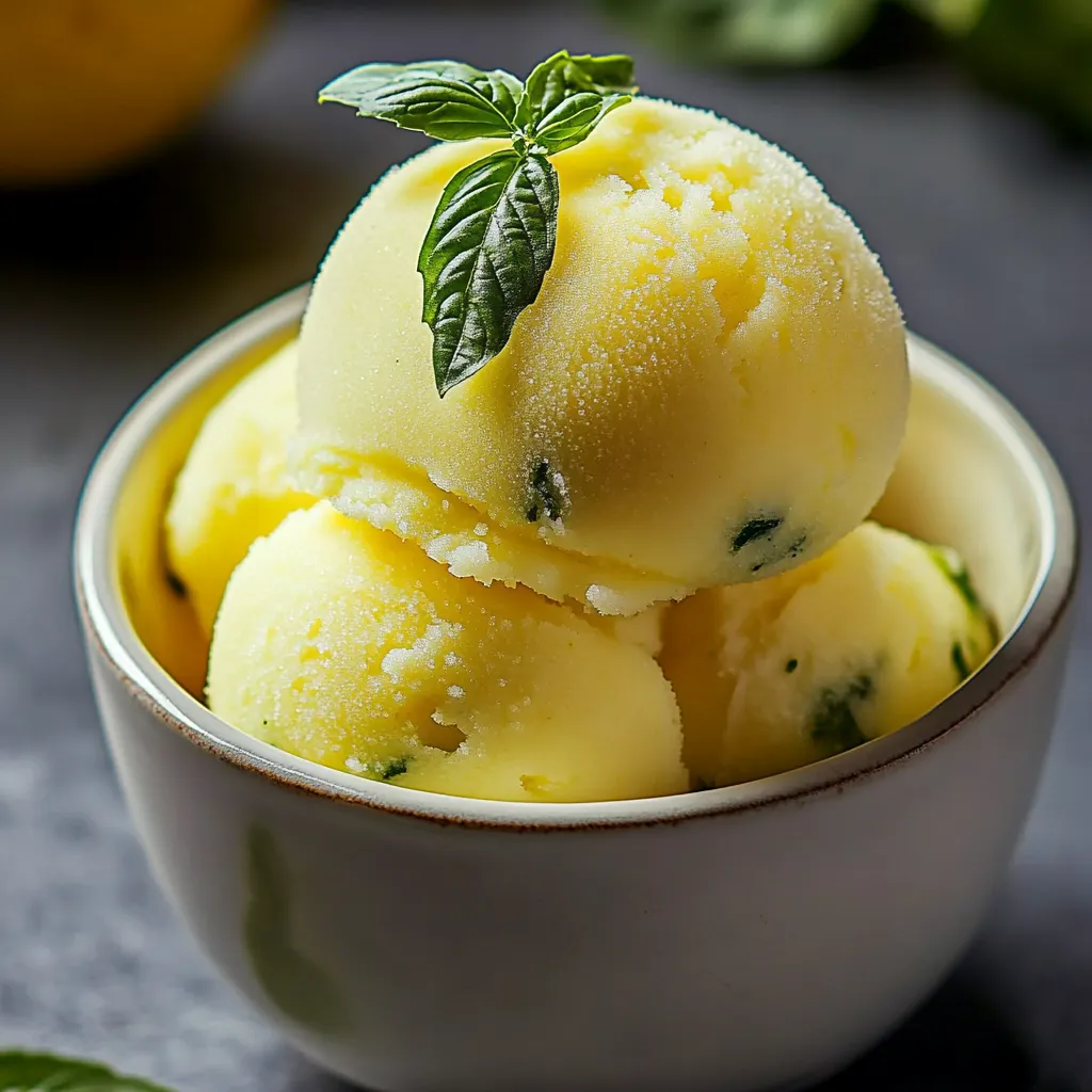 A bowl of ice cream with a green leaf on top.
