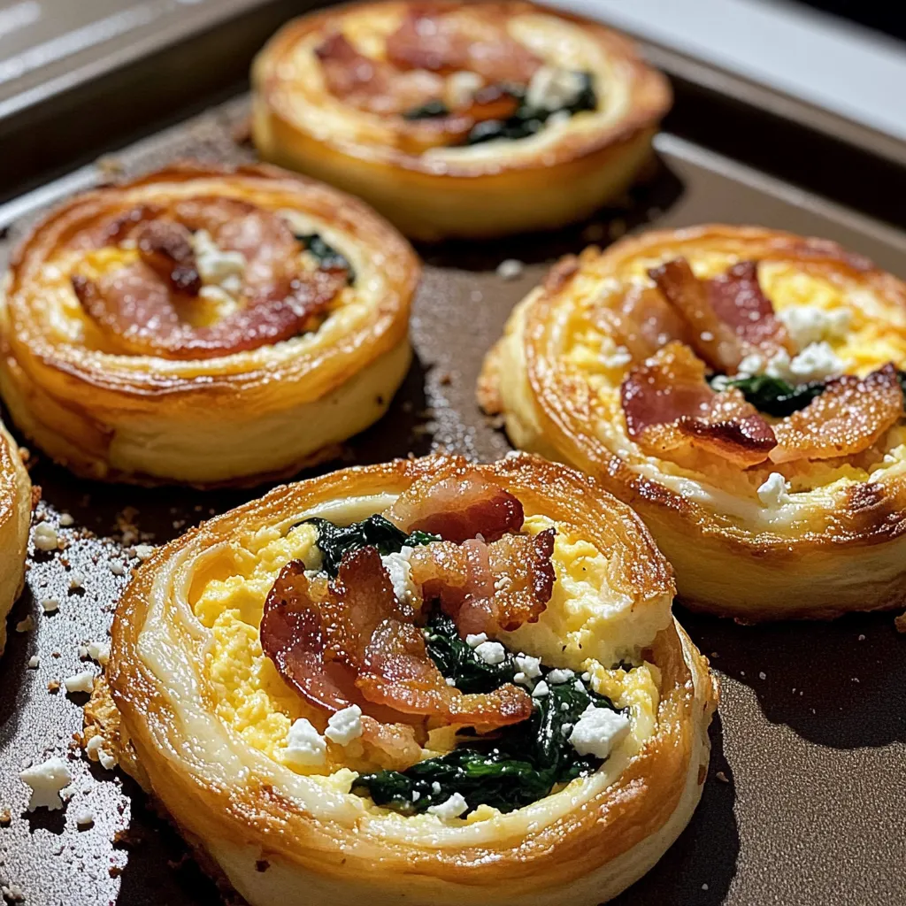 Bacon and spinach wrapped in pastry.