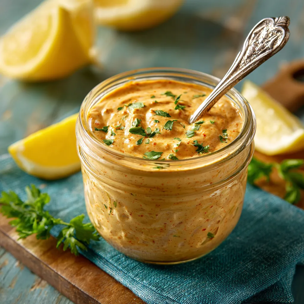 A jar of soup with a spoon in it.