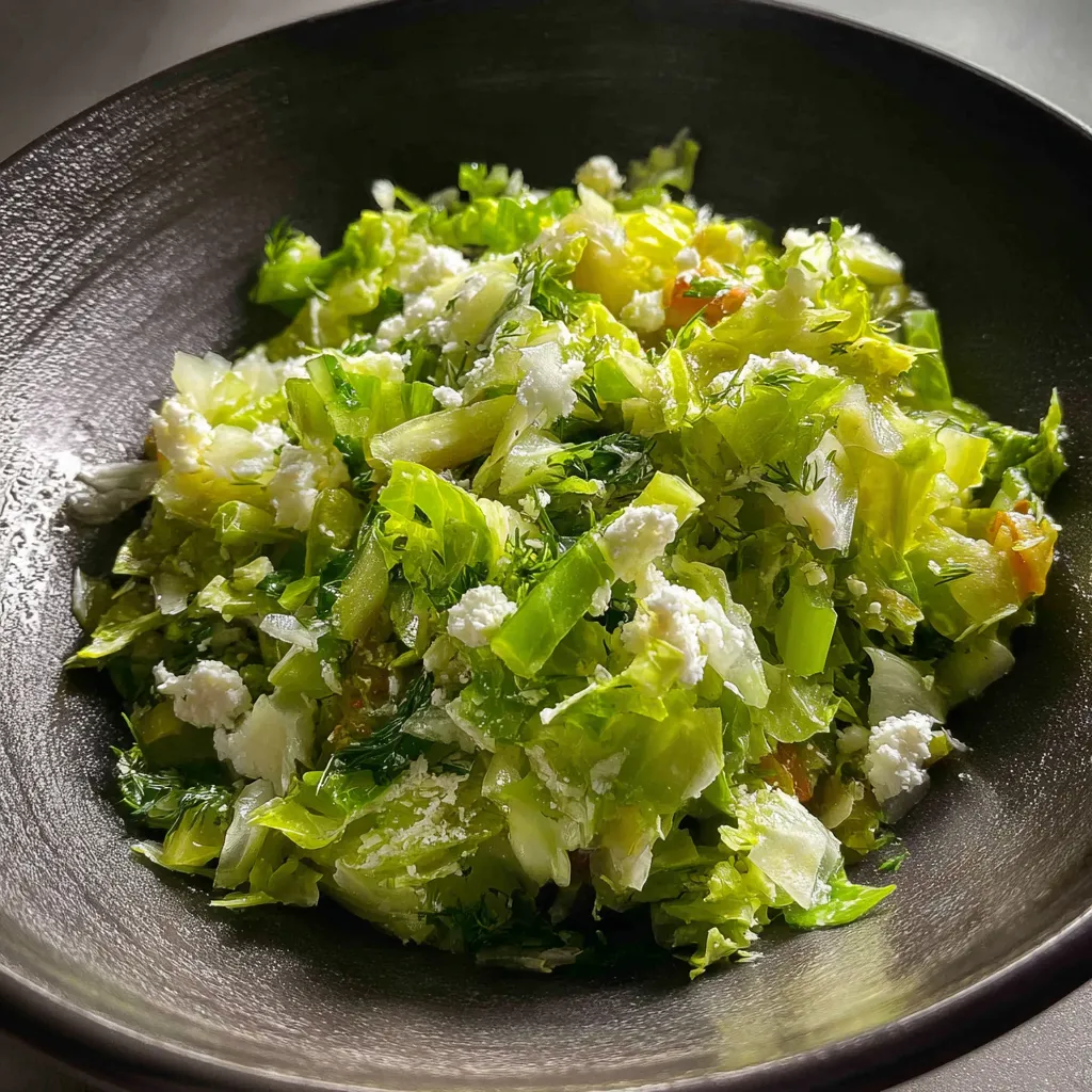 A bowl of salad with lettuce and cheese.