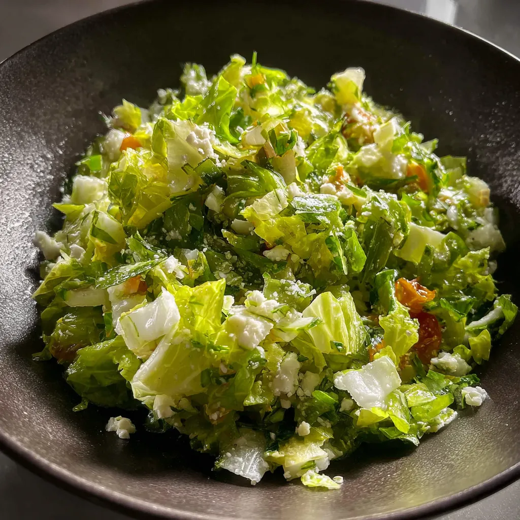 A bowl of salad with lettuce and cheese.
