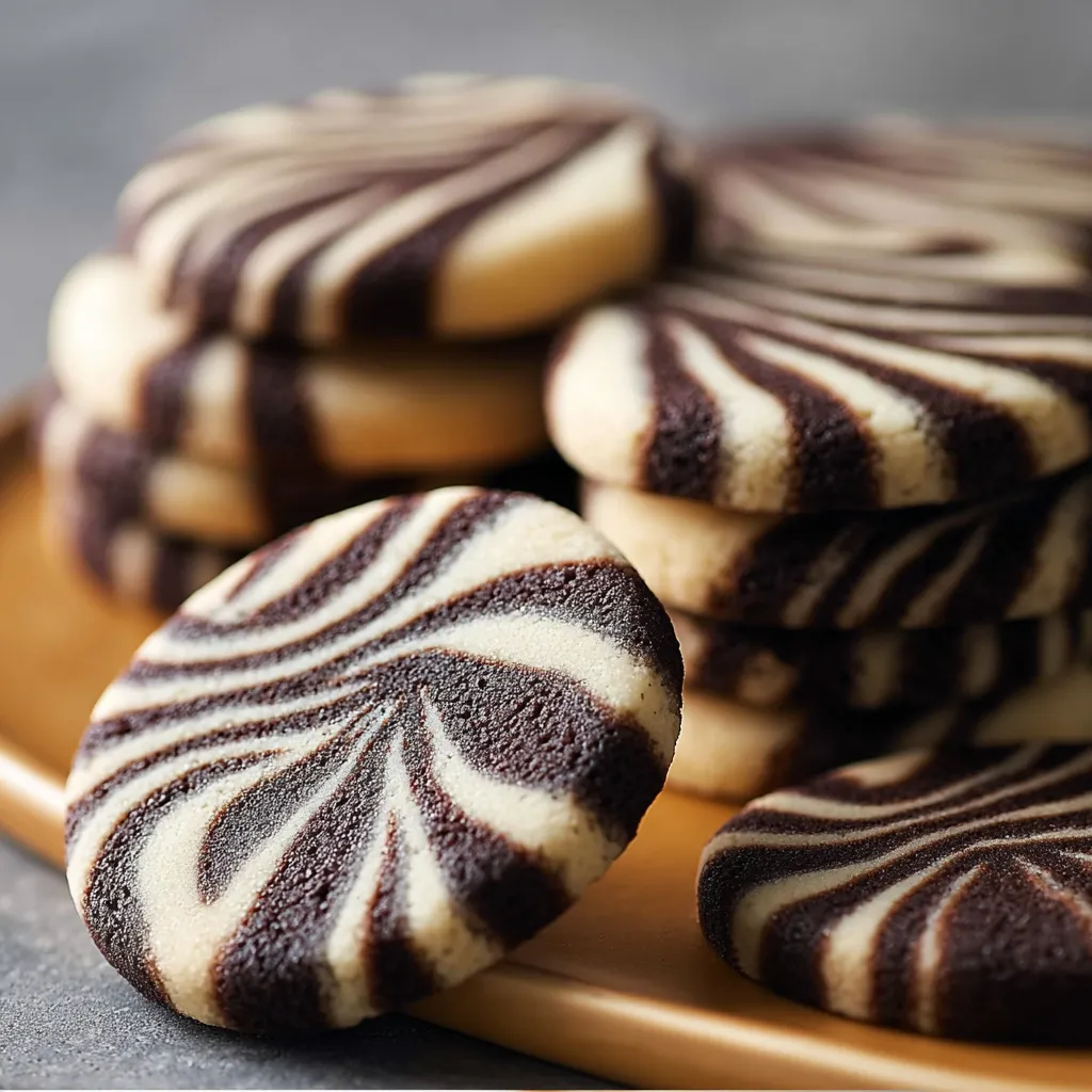 A plate of cookies with stripes.