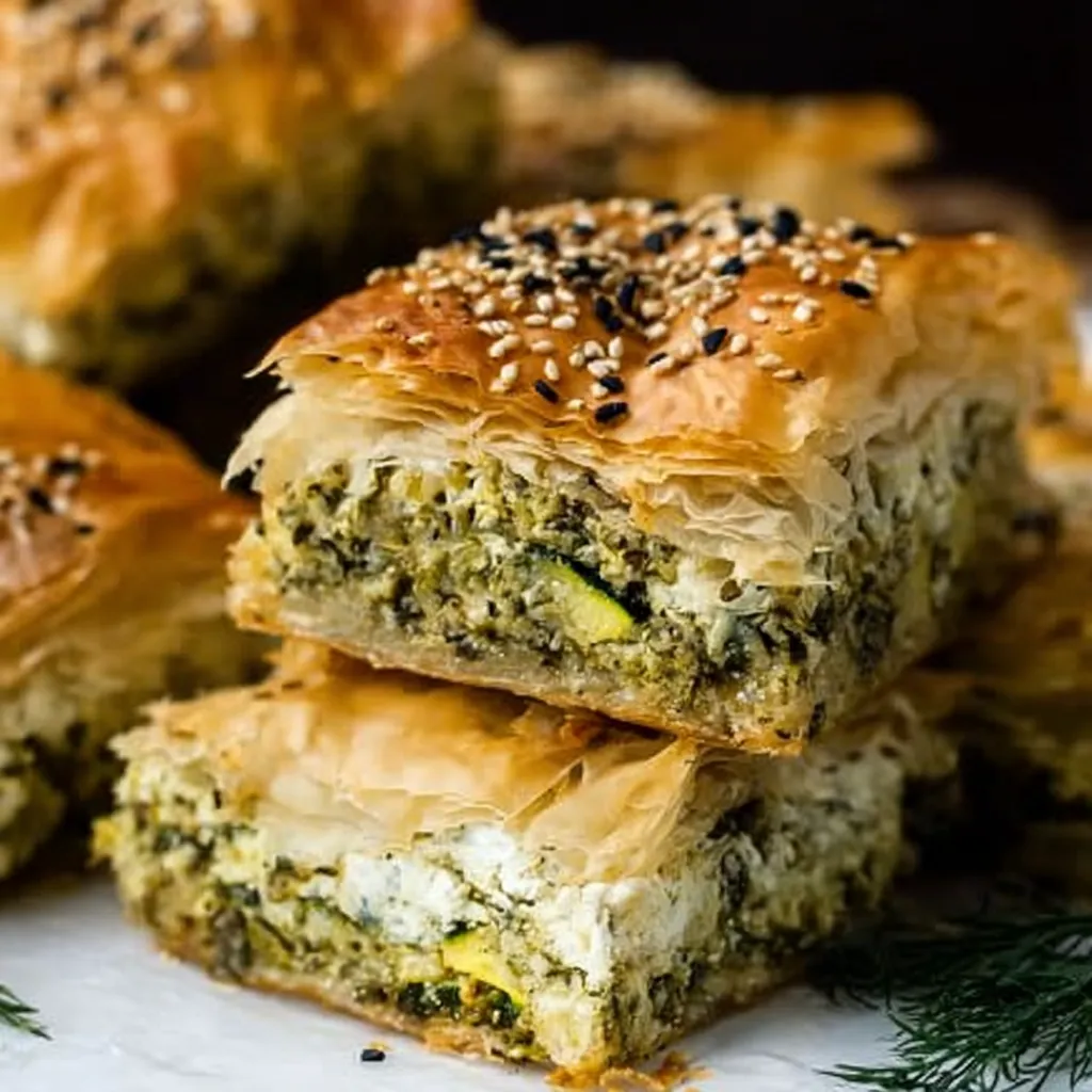 A stack of vegetable and cheese filled pastries.