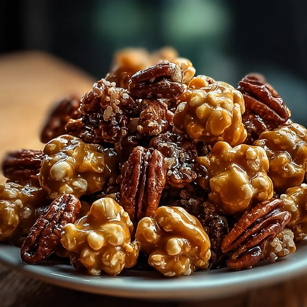 A plate of pecans with a brown sugar coating.