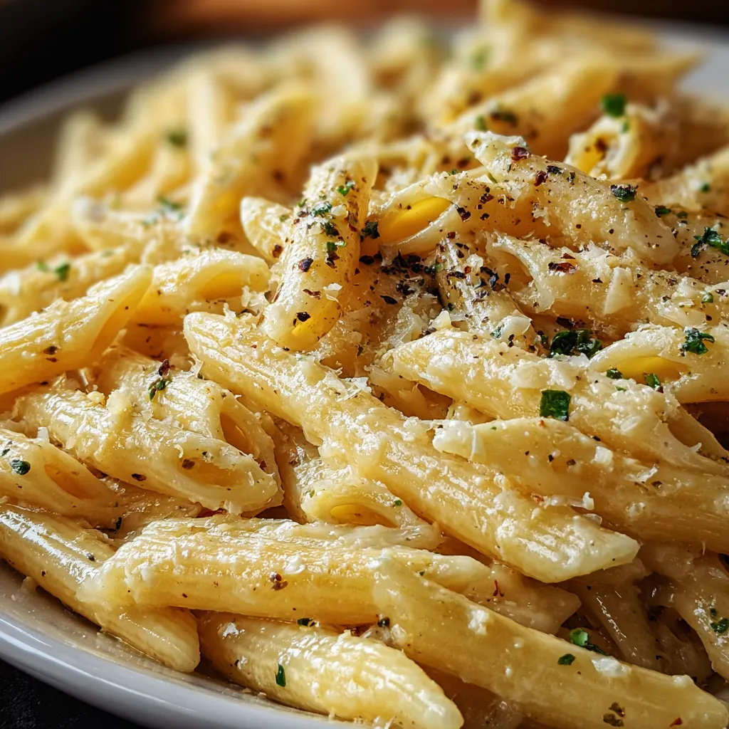 A plate of pasta with cheese and herbs.