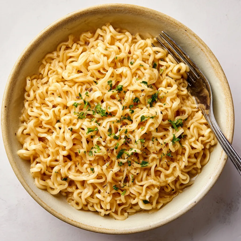 A bowl of noodles with green onions.