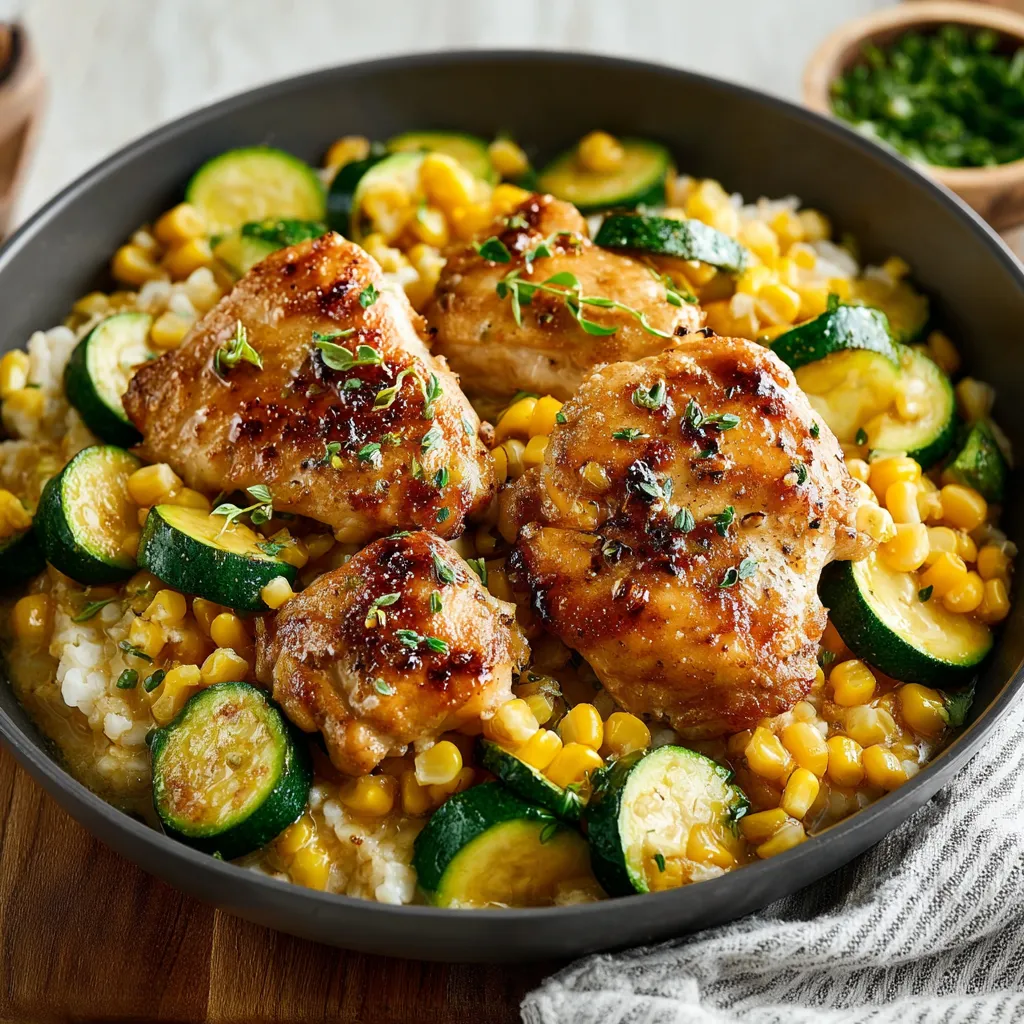 A bowl of food with chicken and vegetables.